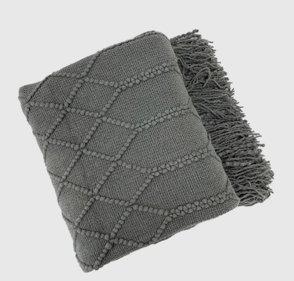 Rhombus Diamond Knit Throw Blanket
